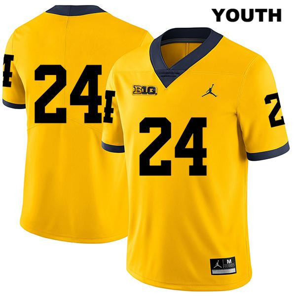 Youth NCAA Michigan Wolverines Jake Martin #24 No Name Yellow Jordan Brand Authentic Stitched Legend Football College Jersey XO25D67LJ